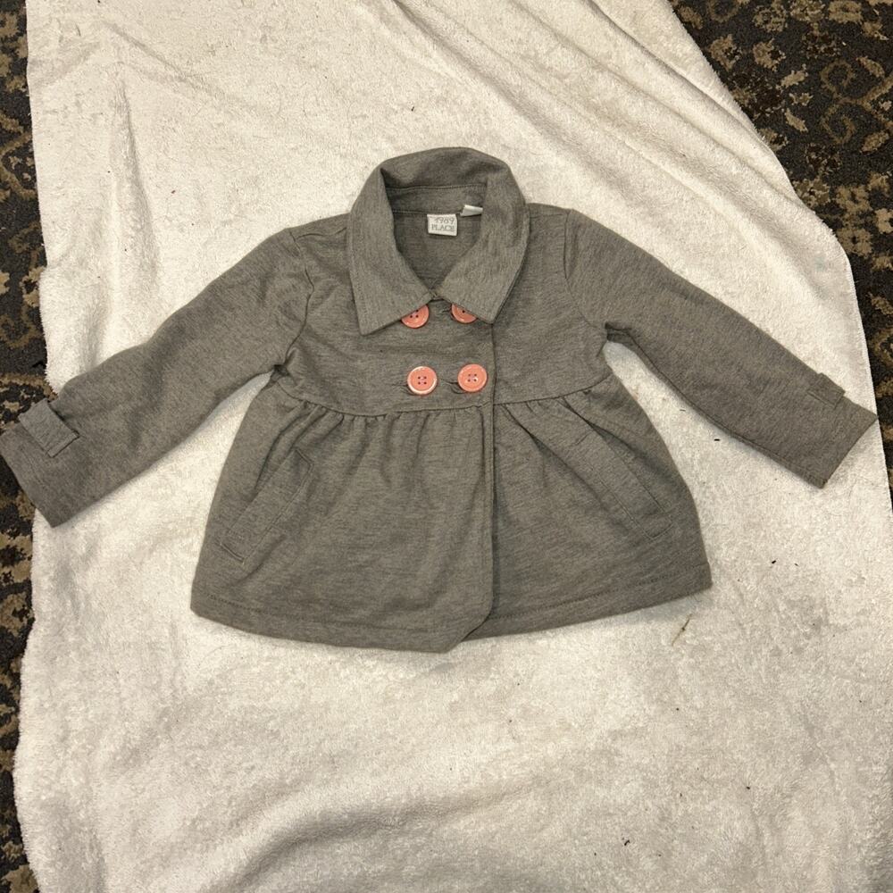 The Children's Place 18M Gray Double Breasted Peacoat Long Sleeves Coat